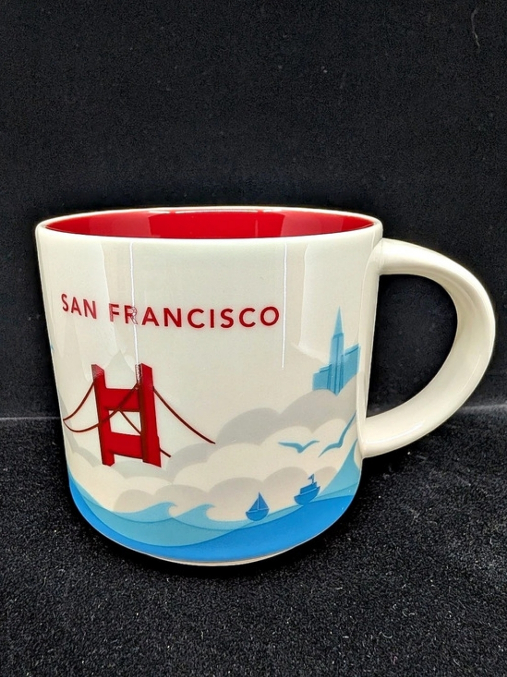 Starbucks San Francisco You Are Here Mug, White/Red Interior 2015 California